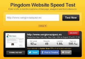 Test de velocidad Pingdom
